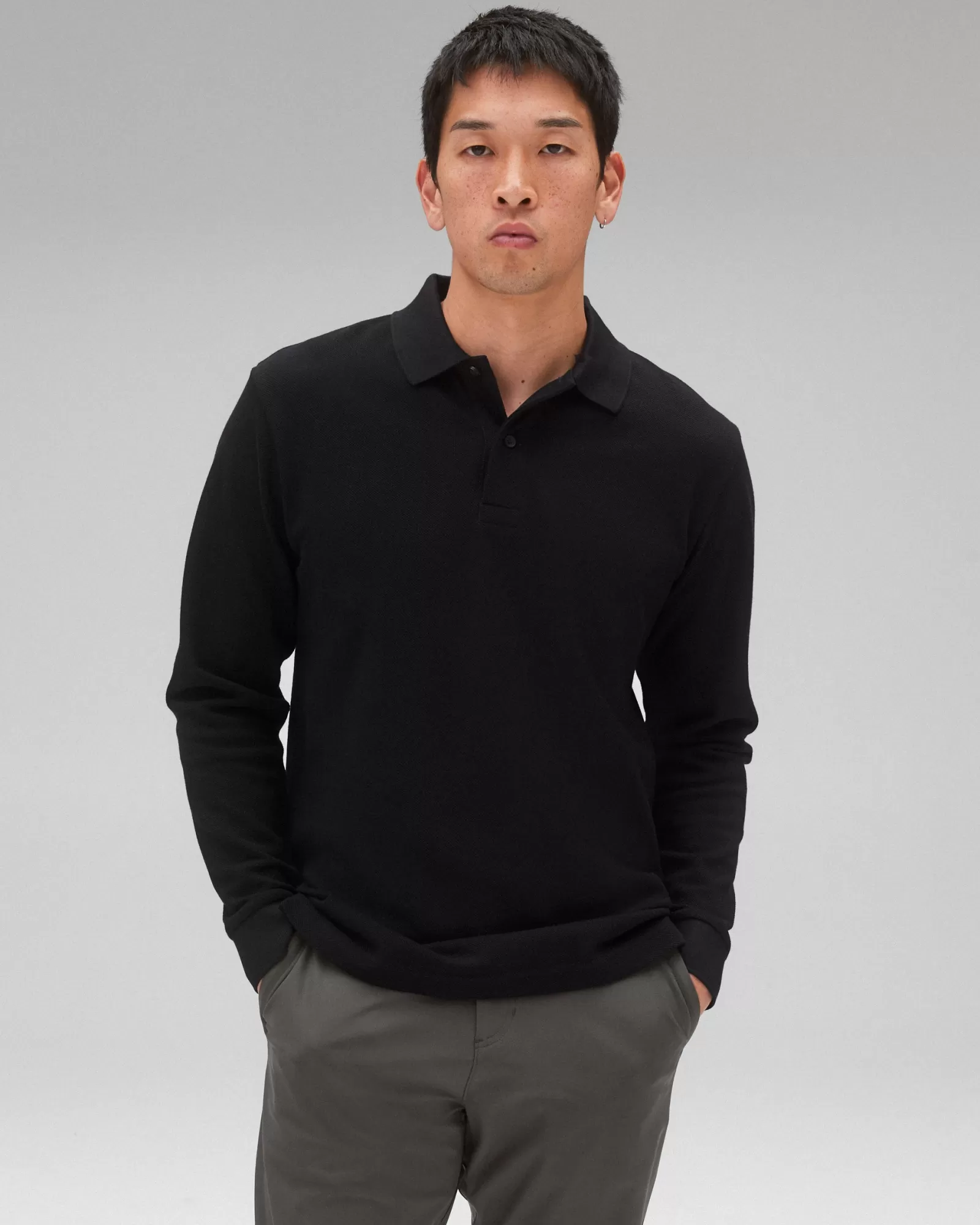 Reigning Champ Athletic Pique Academy Long Sleeve Polo