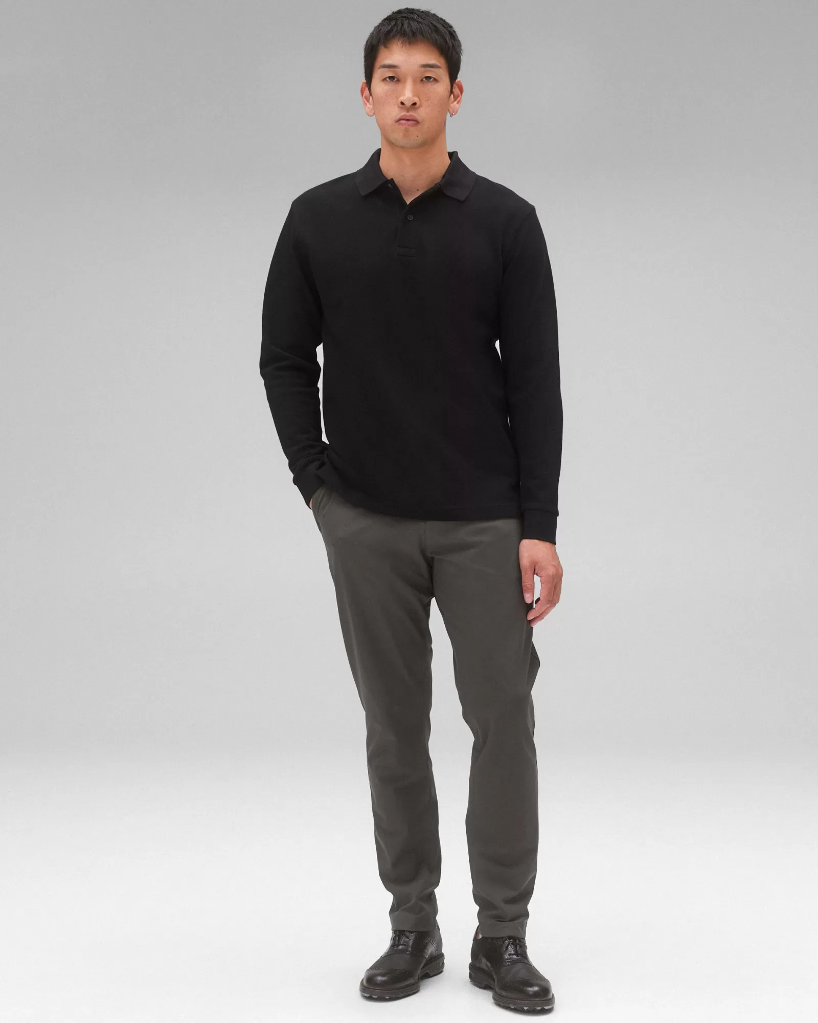 Reigning Champ Athletic Pique Academy Long Sleeve Polo