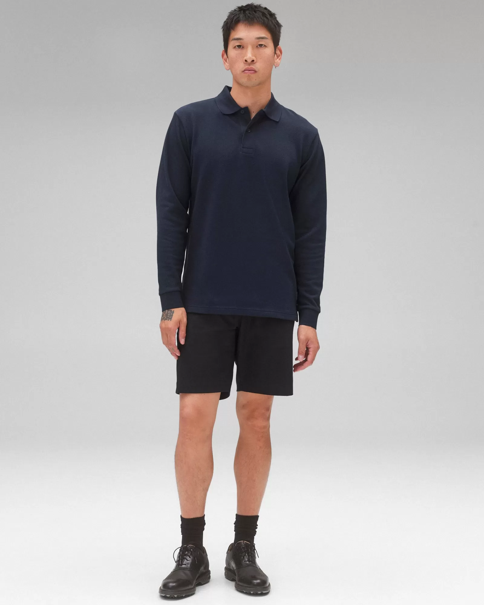 Reigning Champ Athletic Pique Academy Long Sleeve Polo