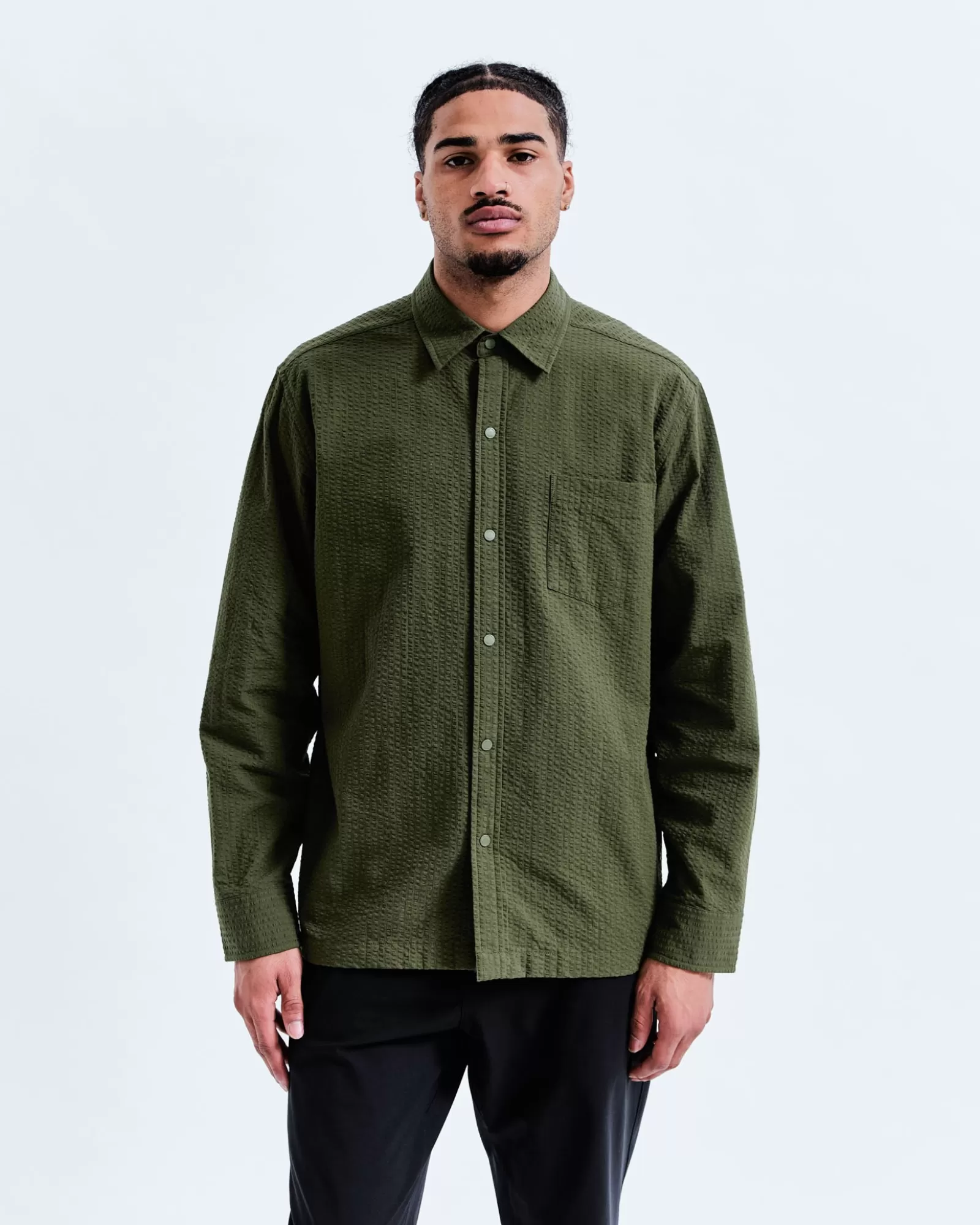 Reigning Champ Cotton Seersucker Campus Overshirt