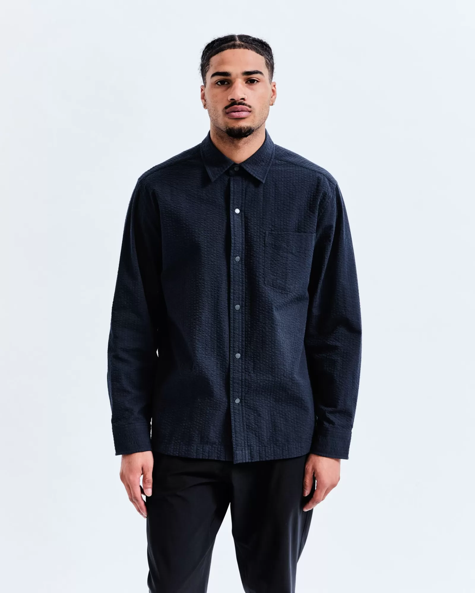 Reigning Champ Cotton Seersucker Campus Overshirt