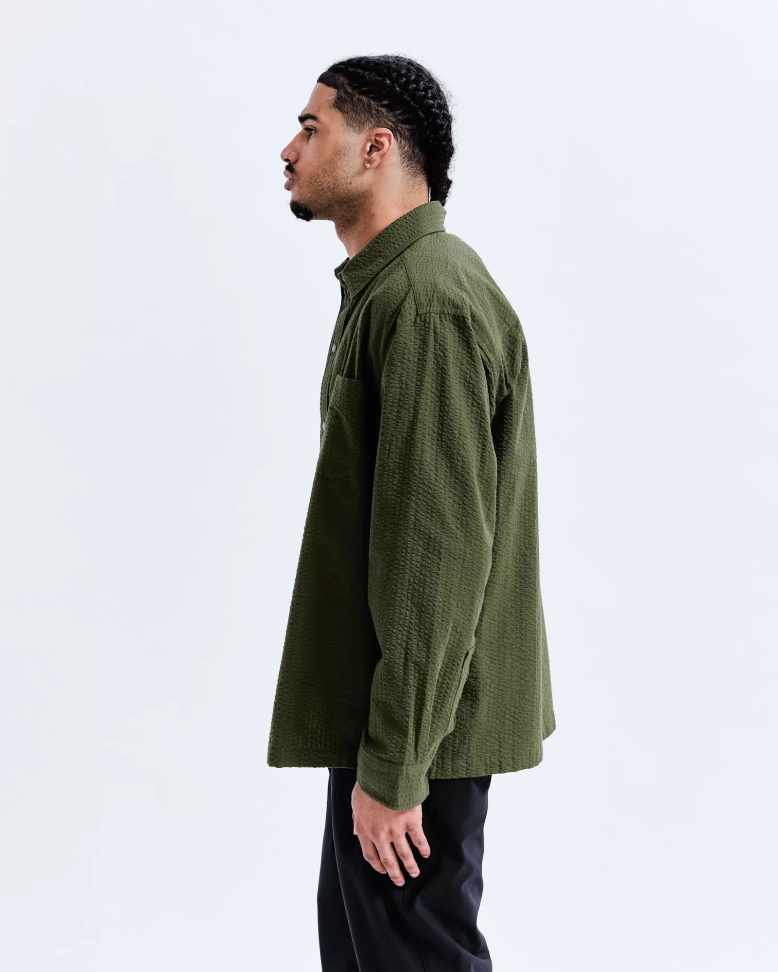 Reigning Champ Cotton Seersucker Campus Overshirt