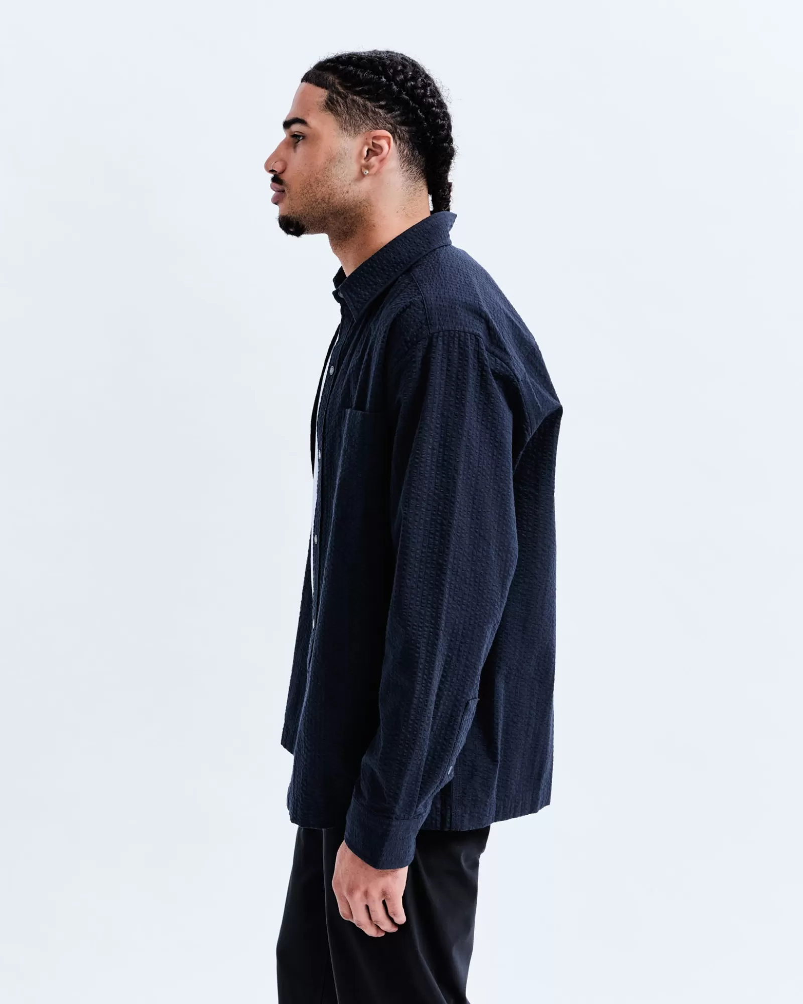 Reigning Champ Cotton Seersucker Campus Overshirt