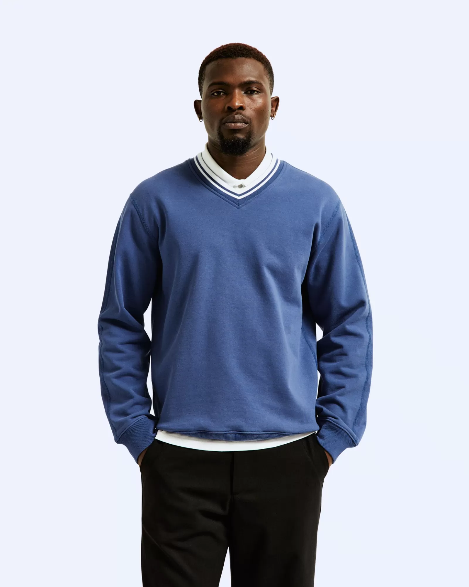 Reigning Champ Midweight Terry Stripe Rib V-Neck