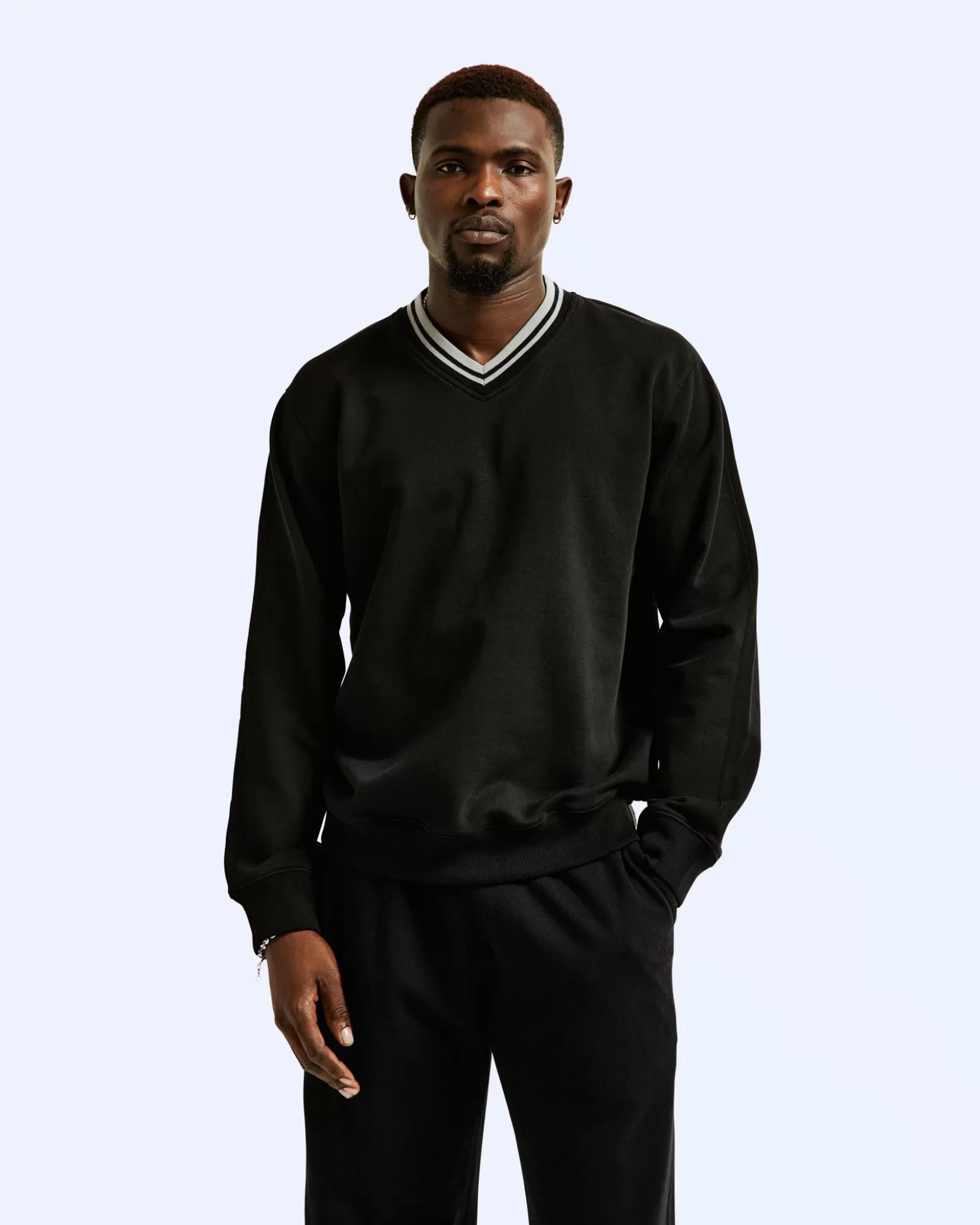 Reigning Champ Midweight Terry Stripe Rib V-Neck